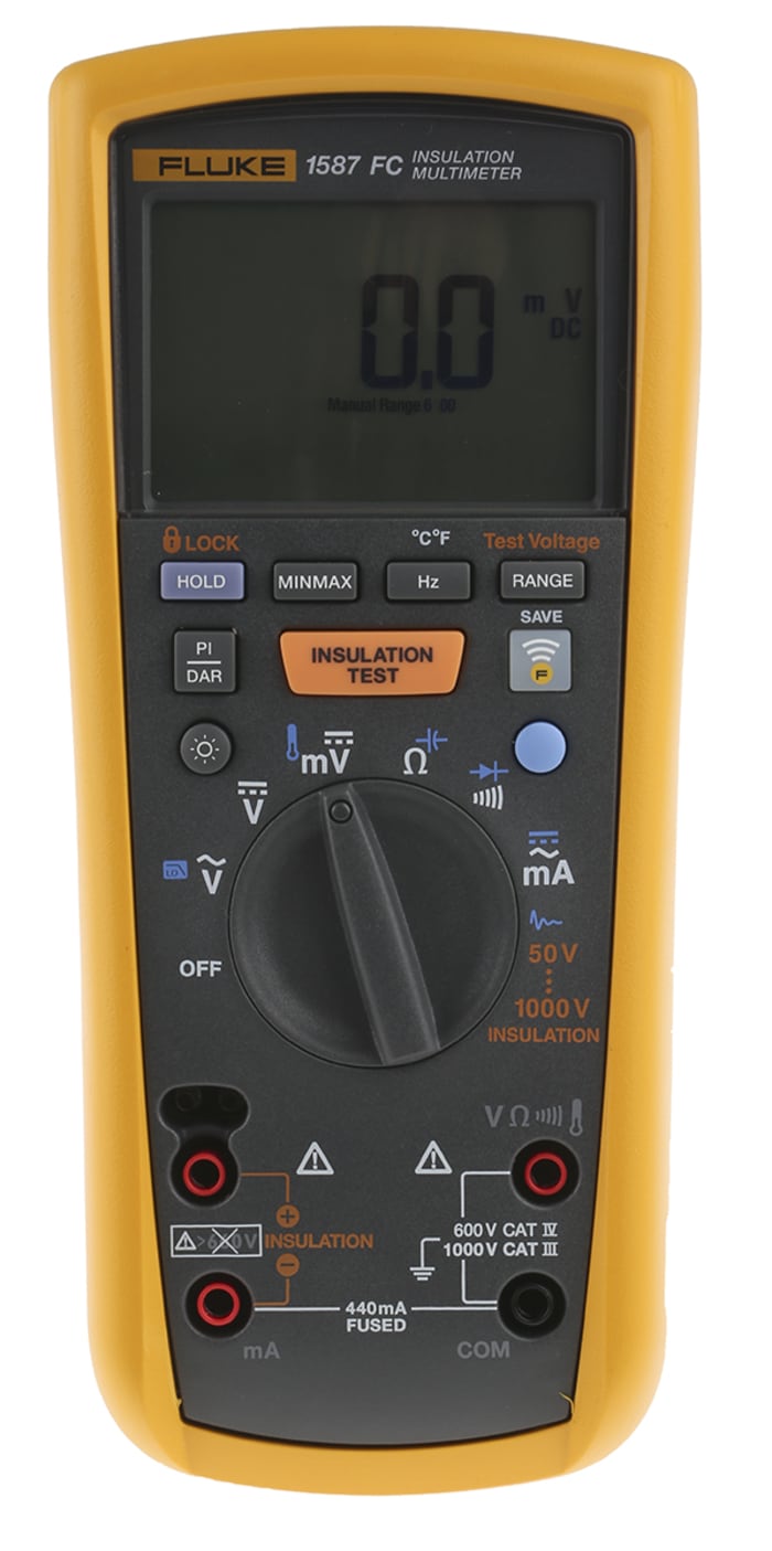 Fluke 1587 Insulation Tester, 50V Min, 1000V Max, 2G? Max, CAT III 1000V - RS Calibration