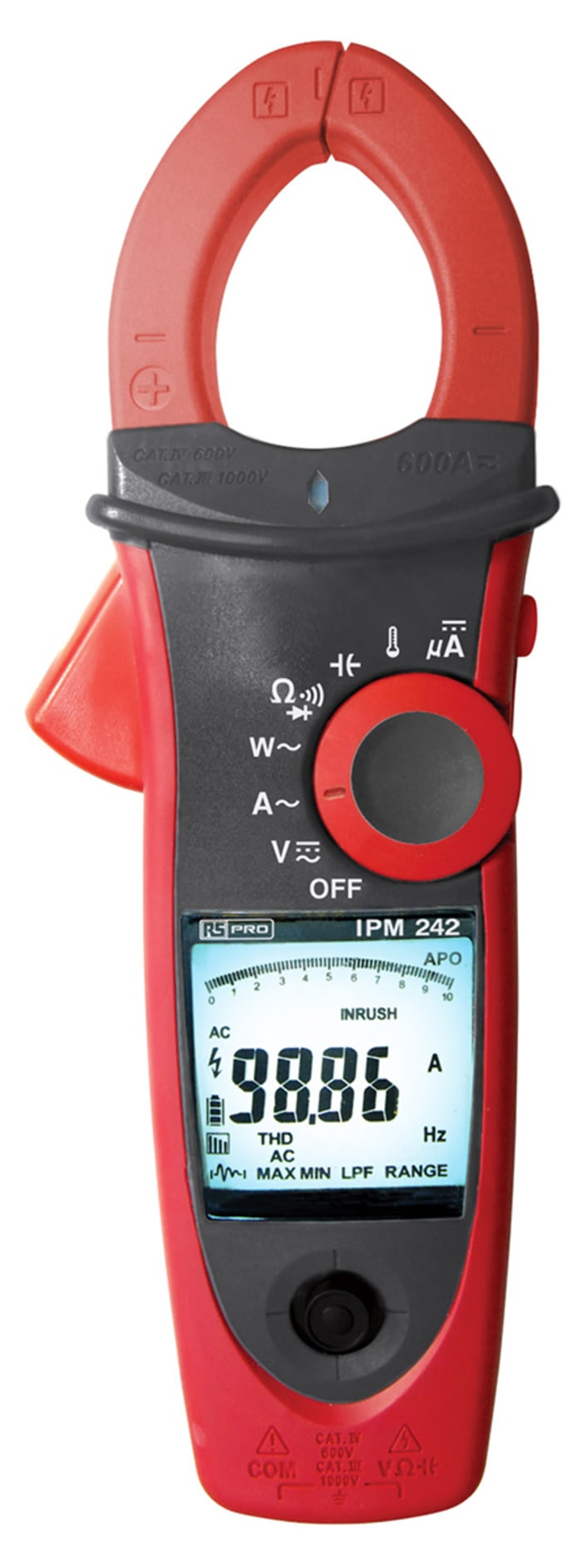 Clamp Meter, 1mA dc, Max Current 600A ac