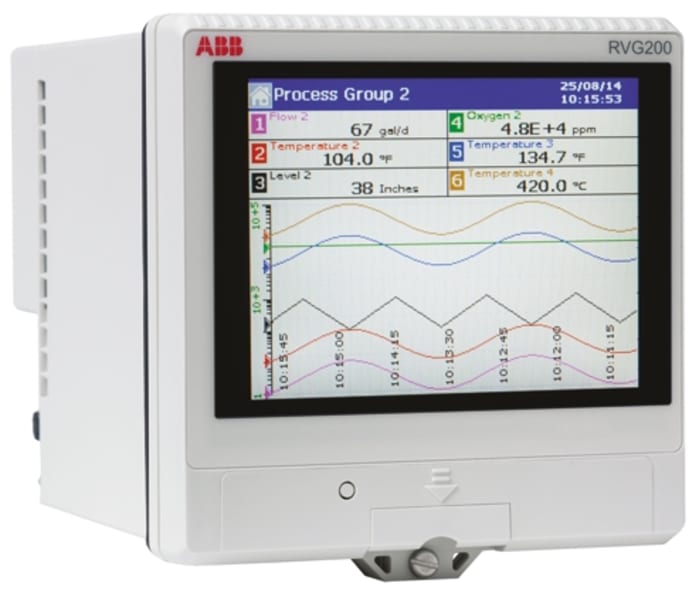 ABB RVG200, 12 Input Channels, 1 Output Channels, Paperless Chart Recorder Measures Current, Millivolt, Resistance