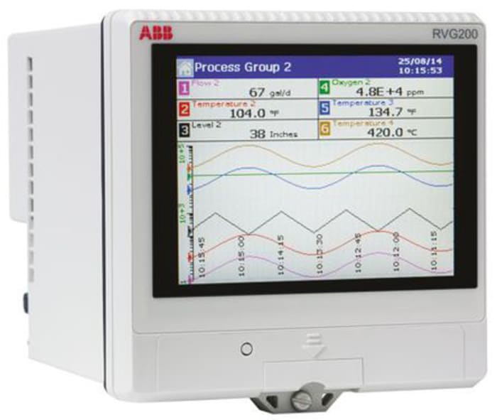 ABB RVG200, 6 Input Channels, 1 Output Channels, Paperless Chart Recorder Measures Current, Millivolt, Resistance