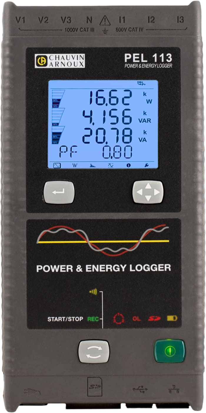 Chauvin Arnoux PEL113 Power & Energy Data Logger, Ethernet, USB, Wi-Fi