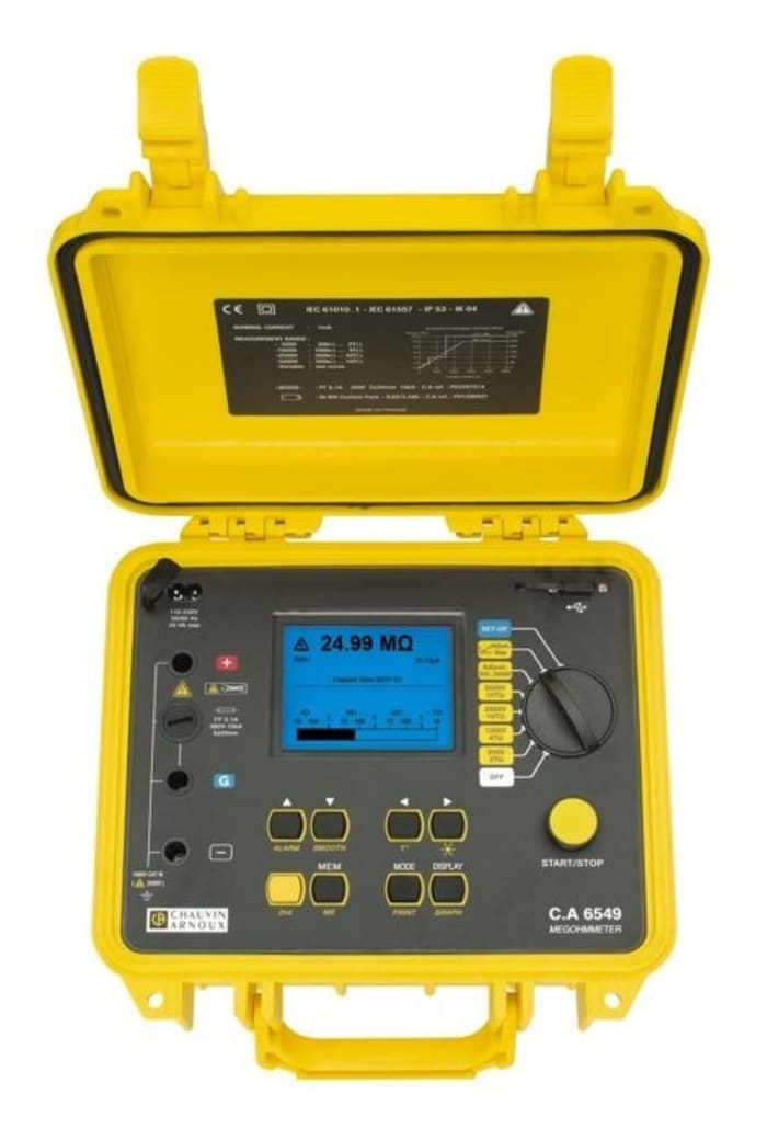 Chauvin Arnoux CA 6549 Insulation Resistance Tester, 40V Min, 5100V Max, 10000G? Max